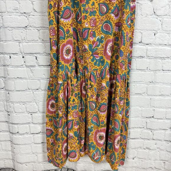 House of Harlow 1960 Flutter Sleeve Floral Midi Dress In Jackie Mustard Print L - Picture 7 of 13
